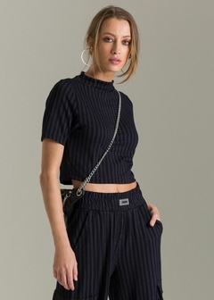 BLUSA MALHA MANGA CURTA CROPPED - loja online