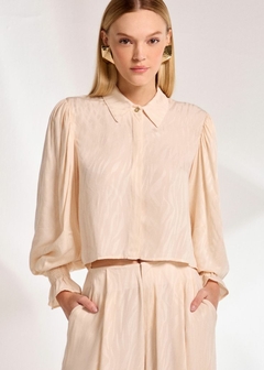 CAMISA CROPPED EM VISCOSE JACQUARD