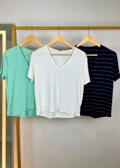Imagem do BLUSA MALHA LISTRADA COM DECOTE V