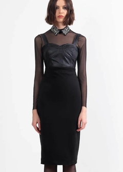 VESTIDO SUEDI COM DETELHE EM COURINO - comprar online