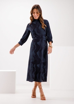 Vestido Viscose Manga 3/4 Estampado Feminina