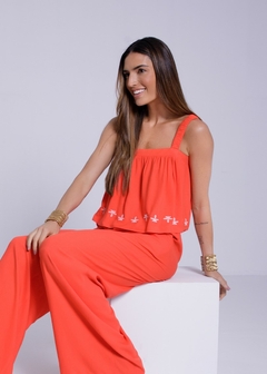 CROPPED EM VISCOSE SEM MANGAS COM BORDADOS - comprar online
