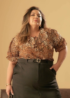 BLUSA CREPE ANIMAL PRINT FEMININA