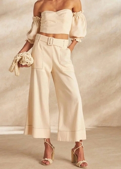 CALÇA BLEND DE LINHO CROPPED - loja online