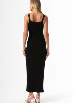 VESTIDO MALHA CANELADO COM FENDA - loja online
