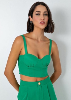 REGATA CROPPED EM ALFAIATARIA FEMININO VERDE