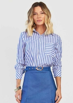 Imagem do CAMISA EM TECIDO CROPPED LISTRADA