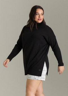 Blusa Tricot Solta Gola Alta Inverno Feminina - Amsterdam Closet