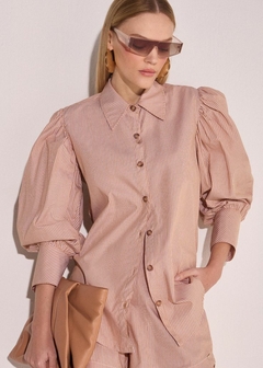 Camisa Tricoline Listrado Manga Ampla Feminina - comprar online