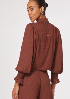 CAMISA CROPPED EM VISCOSE JACQUARD - loja online