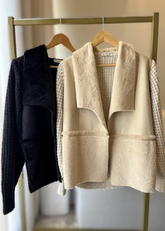 Casaco Tricot Com Detalhes Suede Feminino