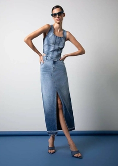 SAIA JEANS MIDI COM FENDA - Amsterdam Closet