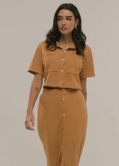 BLUSA CROPPED EM TECIDO FEMININA MANGA CURTA - comprar online