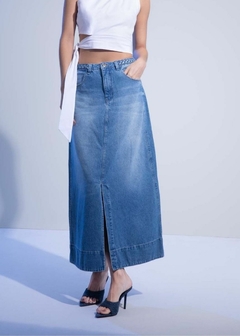 SAIA JEANS MIDI COM FENDA