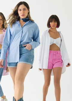 Camisa Algodão Manga Longa Casual Feminina - comprar online