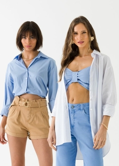 Camisa Algodão Manga Longa Casual Feminina
