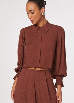 CAMISA CROPPED EM VISCOSE JACQUARD - Amsterdam Closet