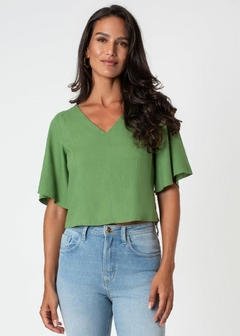 Imagem do BLUSA CROPPED EM LINHO FEMININA SOLTA