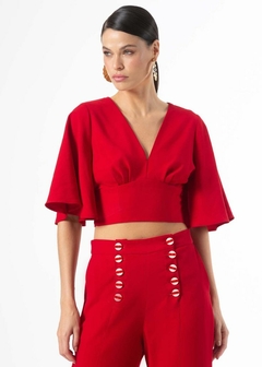 BLUSA VISCOSE CROPPED MANGA 3/4 FEMININA