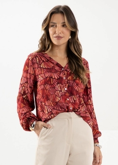 Camisa Viscose Estampada Feminina Casual