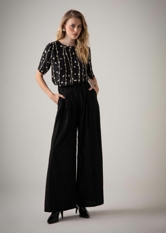 Calça Tecido Poliéster Pantalona Clássica Feminina - loja online