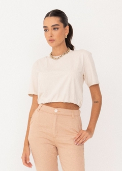 BLUSA EM MALHA FEMININA BEGE - loja online