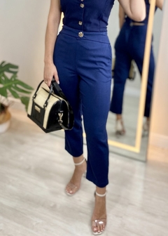 CALÇA JOSI EM LINHO AZUL