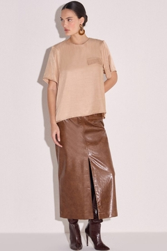 SAIA MAXI MIDI EM COURO P.U - comprar online