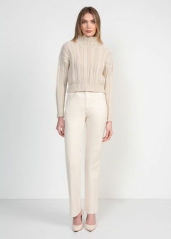 Blusa Tricot Trabalhada Gola Alta Inverno Feminina na internet