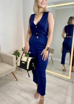 COLETE JOSI EM LINHO AZUL - loja online
