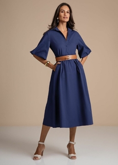 VESTIDO TECIDO MIDI COM CINTO na internet