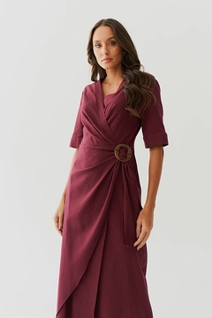 VESTIDO LINHO MIDI TRASPASSADO FEMININO na internet
