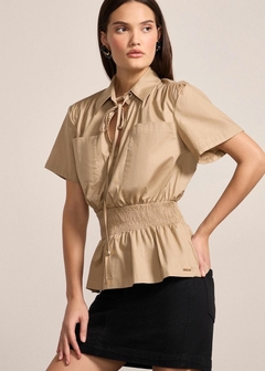 BLUSA TRICOLINE COM ELÁSTICO NA CINTURA - loja online