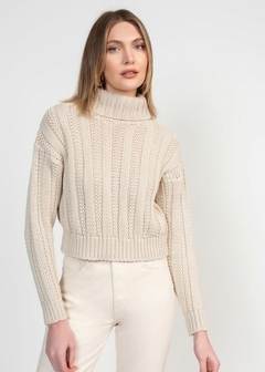 Blusa Tricot Trabalhada Gola Alta Inverno Feminina na internet