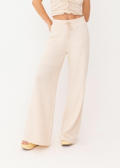 CALÇA PANTALONA EM TECIDO FEMININA BEGE