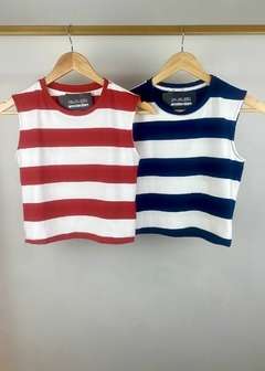 REGATA CROPPED EM MALHA JUSTO LISTRADA - loja online