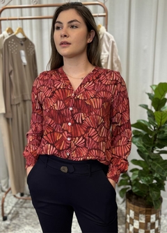 Camisa Viscose Estampada Feminina Casual