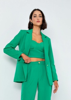 REGATA CROPPED EM ALFAIATARIA FEMININO VERDE