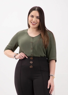 Camisa Viscose Manga 3/4 Feminina Casual na internet