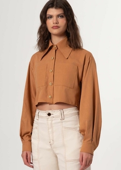 CAMISA LINHO CROPPED FEMININA