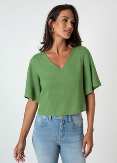 Imagem do BLUSA CROPPED EM LINHO FEMININA SOLTA
