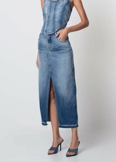 Imagem do SAIA JEANS MIDI COM FENDA