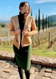 Casaco Tricot com Aplicação de Pele Fake Inverno - comprar online