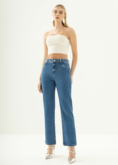 Calça Jeans Reta Azul Comfy Feminina