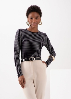 Blusa Malha Canelada Básica Feminina