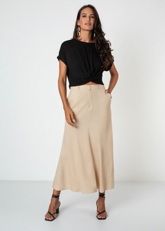SAIA LINHO MIDI BEGE - comprar online