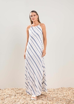 VESTIDO VISCOSE LISTRADO LONGO - Amsterdam Closet