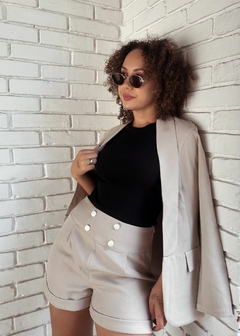 BLAZER EM POLIÉSTER GOLA SMOKING COM LAPELA - loja online