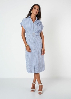VESTIDO TECIDO DETALHE EM FLOR - comprar online