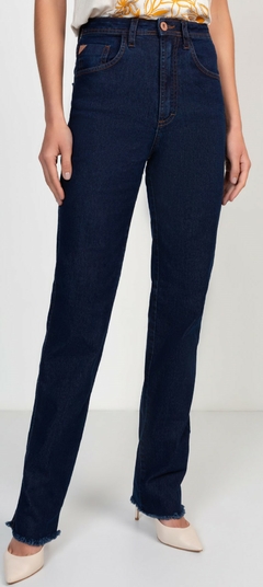 CALÇA JEANS FEMININA CORTE RETO AZUL ESCURO na internet